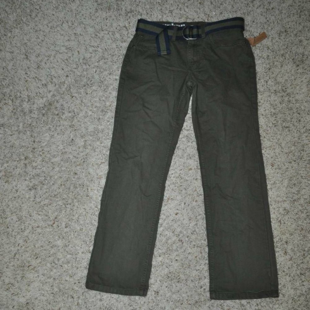Mens Pants Urban Pipeline Green 29x30 Slim Straight Leg Belted Denim Cotton